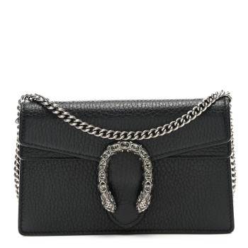 GUCCI Calfskin Super Mini Dionysus Shoulder Bag Black
