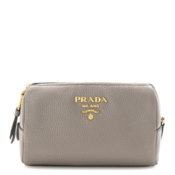 PRADA Vitello Daino Cosmetic Pouch Argilla