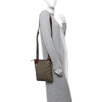 GUCCI GG Plus Monogram Signature Web Loop Messenger Brown