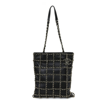 CHANEL Lambskin Large Shopping Chain Tote Black