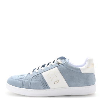 CHRISTIAN DIOR Calfskin Suede Dior Star Low Top Sneakers 35 White Blue