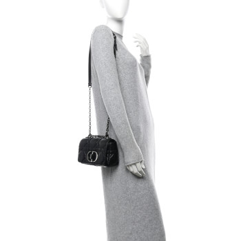 CHRISTIAN DIOR Calfskin Macrocannage Small Caro Bag Black