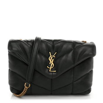 SAINT LAURENT Lambskin Quilted Toy Loulou Puffer Monogram Chain Satchel Vert Fonce