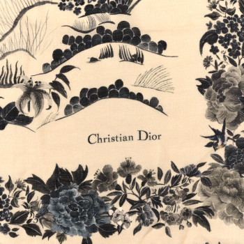 CHRISTIAN DIOR Silk Jardin D'Hiver Scarf Beige