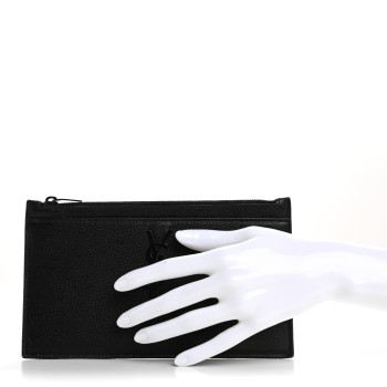 SAINT LAURENT Grain De Poudre Monogram Monochrome Bill Pouch  Black