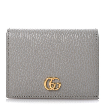 GUCCI Dollar Calfskin GG Marmont Card Case Grey Sky Perfect Pink