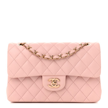 CHANEL Lambskin Quilted Small Double Flap Light Pink