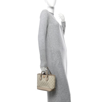 GUCCI GG Supreme Monogram Textured Dollar Calfskin Mini Ophidia Shoulder Tote Bag Bag Beige Mystic White Oatmeal