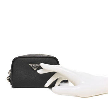 PRADA Saffiano Travel Zip Pouch Black