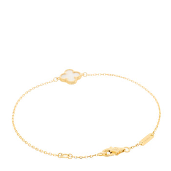 VAN CLEEF & ARPELS 18K Yellow Gold Mother of Pearl Sweet Alhambra Bracelet