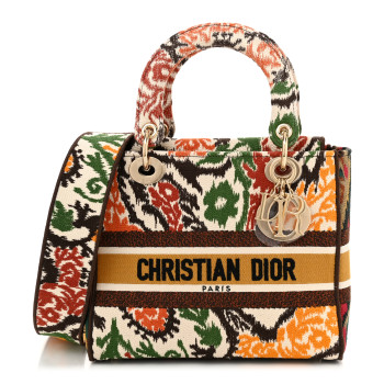 CHRISTIAN DIOR Canvas Embroidered Paisley Medium Lady D-Lite Multicolor