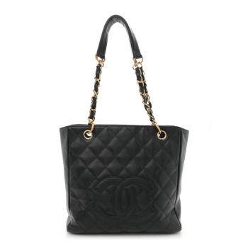 CHANEL Caviar Quilted Petit Shopping Tote PST Black