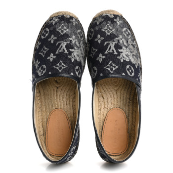 LOUIS VUITTON Monogram Denim Espadrille Flats 8.5 Blue