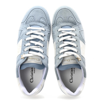 CHRISTIAN DIOR Calfskin Suede Dior Star Low Top Sneakers 35 White Blue