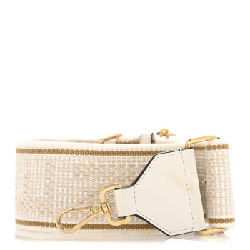 FENDI Cannete Ribbon Poly Vitello Century Logo Adjustable Strap You White Garza Ecru