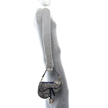 CHRISTIAN DIOR Canvas Embroidered Dioriviera Saddle Bag Blue