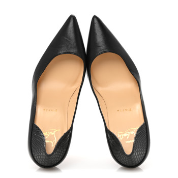 CHRISTIAN LOUBOUTIN Nappa Snakeskin Embossed Maastricht 100 Pumps 37 Black
