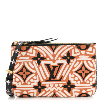 LOUIS VUITTON Monogram Giant Crafty Double Zip Pochette Creme Caramel