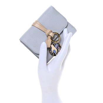 CHLOE Grained Calfskin Alphabet Mini Trifold Wallet Light Cloud