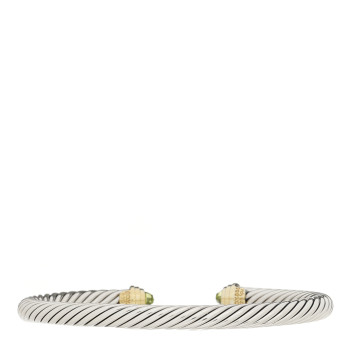 DAVID YURMAN Sterling Silver 14K Yellow Gold Peridot 5mm Cable Classics Petite Color Bracelet