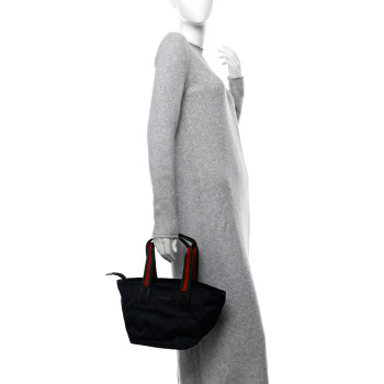 GUCCI GG Monogram Small Web Handle Bucket Tote Black