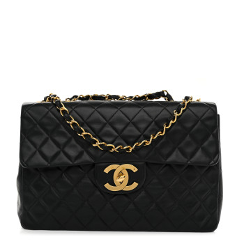 CHANEL Lambskin Quilted XL Jumbo Single Flap Black
