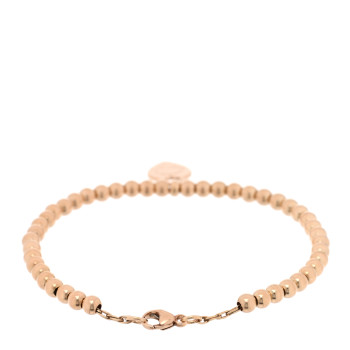 TIFFANY 18K Rose Gold 4mm Return To Tiffany Bead Heart Tag Bracelet