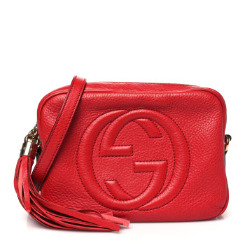 GUCCI Pebbled Calfskin Small Soho Disco Bag Tabasco Red