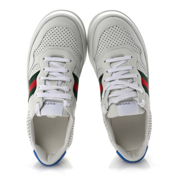 GUCCI Calfskin Web Perforated Womens Platform 55mm Sneakers 38.5 White Bright Splash
