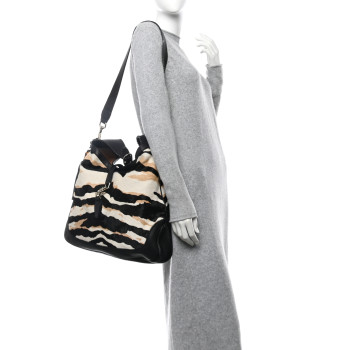 GUCCI Pony Hair Zebra Print Large Jackie O Bouvier Hobo Black