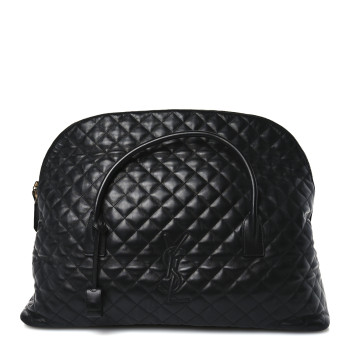SAINT LAURENT Calfskin Quilted ES Giant Travel Bag Black