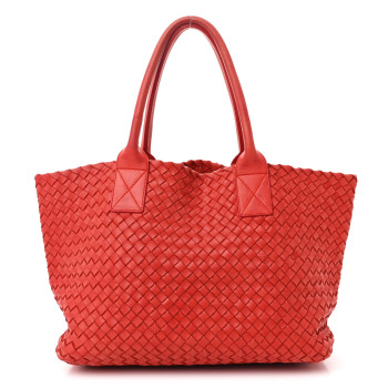 BOTTEGA VENETA Nappa Intrecciato Mini Cabat  Red