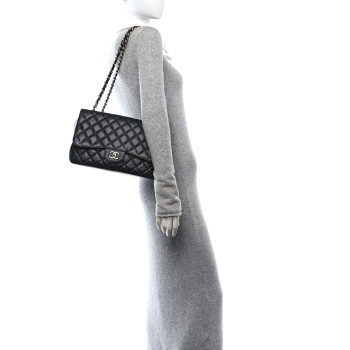 CHANEL Caviar Quilted Jumbo Single Flap Black