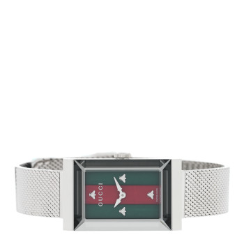 GUCCI Stainless Steel 14mm Web G-Frame Quartz Watch Green
