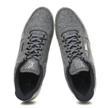 LOUIS VUITTON Wool Mens LV Trainer Sneakers 10 Grey