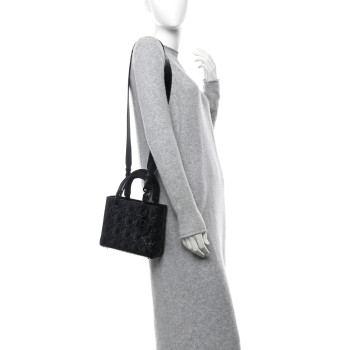 CHRISTIAN DIOR Calfskin Cannage Diamond Small My ABCDior Lady Dior Black
