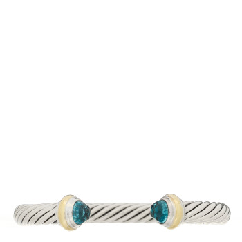 DAVID YURMAN Sterling Silver 14K Yellow Gold Blue Topaz 7mm Cable Classics Bracelet