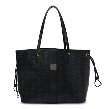 MCM Visetos Medium Liz Reversible Shopper Tote Black