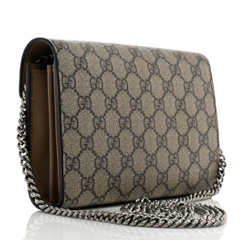GUCCI GG Supreme Monogram Mini Dionysus Chain Wallet Beige Taupe