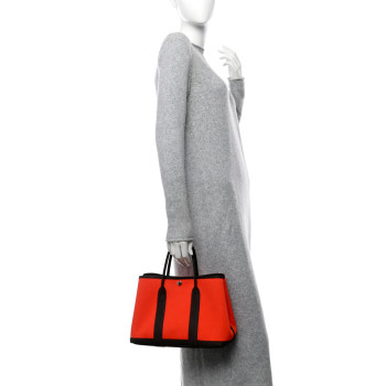 HERMES Toile Militaire Vache Country Garden Party 30 TPM Orange Mecano Chocolate