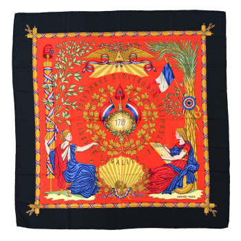 HERMES Silk Republique Francaise Liberte Egalite Fraternite 1789 Scarf 90