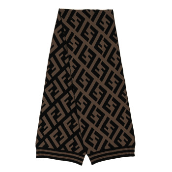 FENDI Wool FF Scarf Brown Black