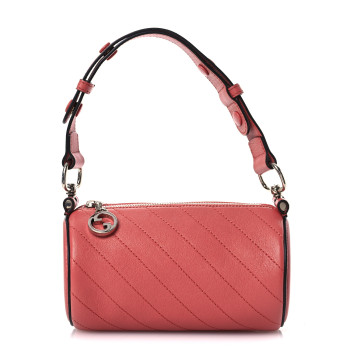 GUCCI Sakai Be Green Calfskin Diagonal Stitched Mini Blondie Barrel Shoulder Bag Pink