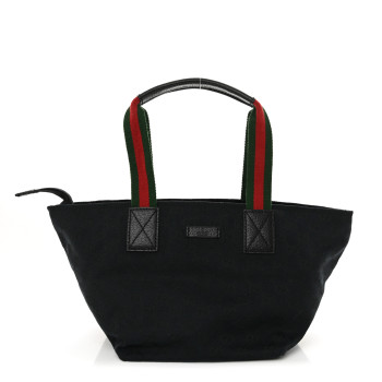 GUCCI GG Monogram Small Web Handle Bucket Tote Black