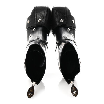 LOUIS VUITTON Calfskin Patti Wedge Half Boots 40 Black