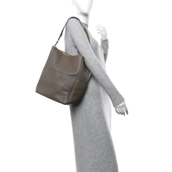 CELINE Soft Grained Calfskin Sangle Bucket Bag Taupe