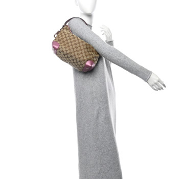 GUCCI Monogram Small Heart Bit Charm Hobo Pink