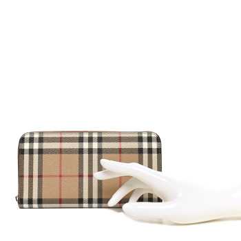 BURBERRY Vintage Check Elmore Zip Around Wallet Brown