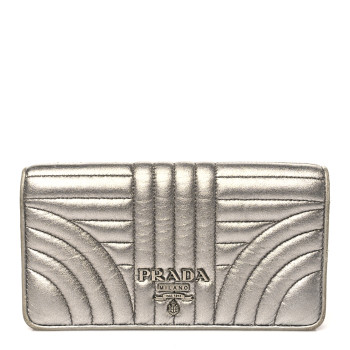 PRADA Metallic Nappa Mini Impunture Diagramme Mini Crossbody Bag Cromo