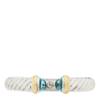 DAVID YURMAN Sterling Silver 18K Yellow Gold Blue Topaz 10mm Waverly Bracelet